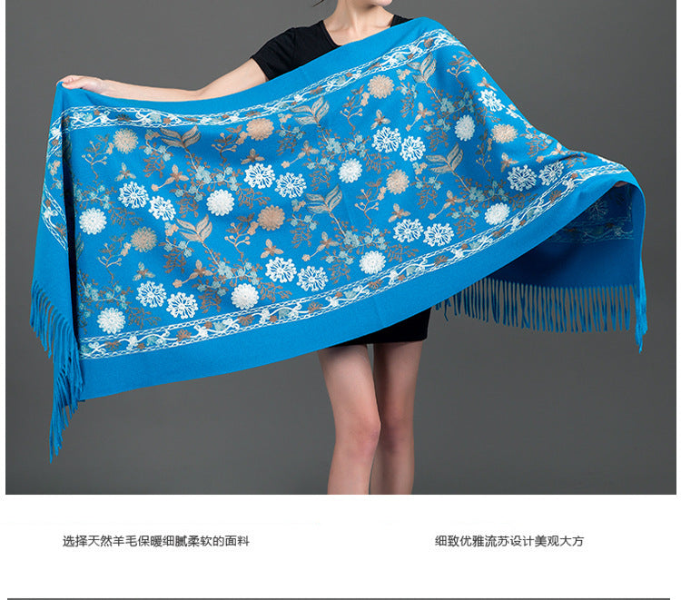 India Nepal ethnic style red women autumn and winter fashion mother long shawl embroidered warm shawl outside