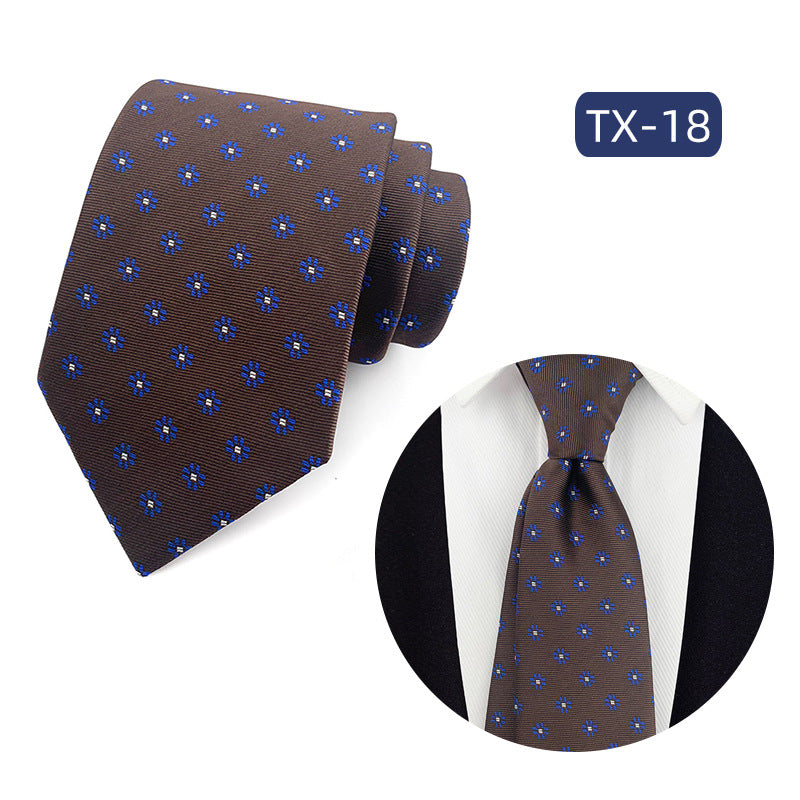 in stock wholesale men's tie jacquard yarn-dyed fabric small floral pattern business casual wedding groom tie