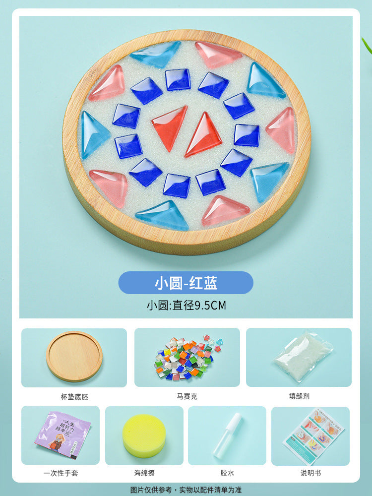 net red diy mosaic coaster warm field bamboo creative manual research independent material package warm field group building parent-child