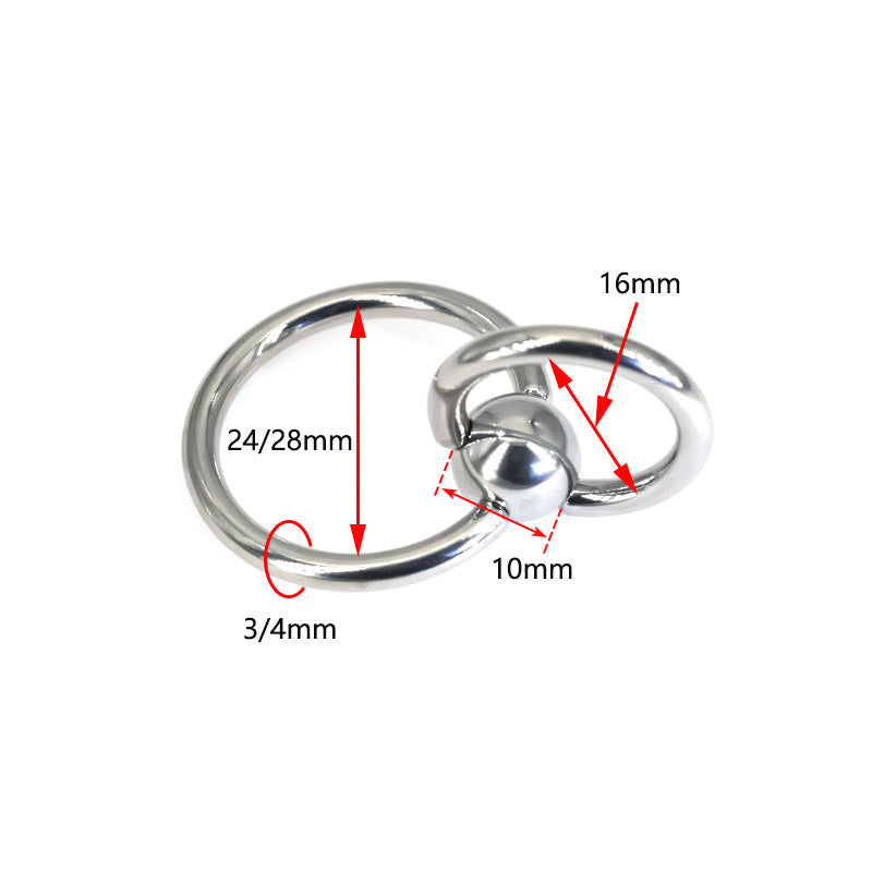 24/28mm Piercing Jewelry Shady Ring Collar Double Ring Pure Titanium Steel Male Piercing Large Inner Diameter Piercing Jewelry PA Ring