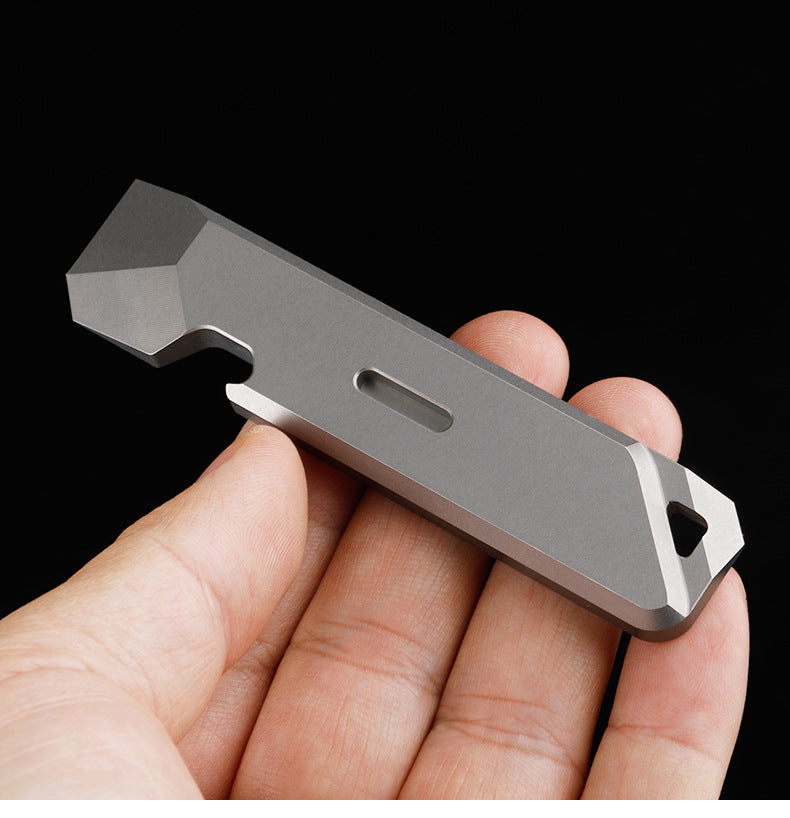 EDC Titanium Alloy Crowbar Portable Bottle Opener Safety Belt Cutter Outdoor Camping Gear Multifunction Tools