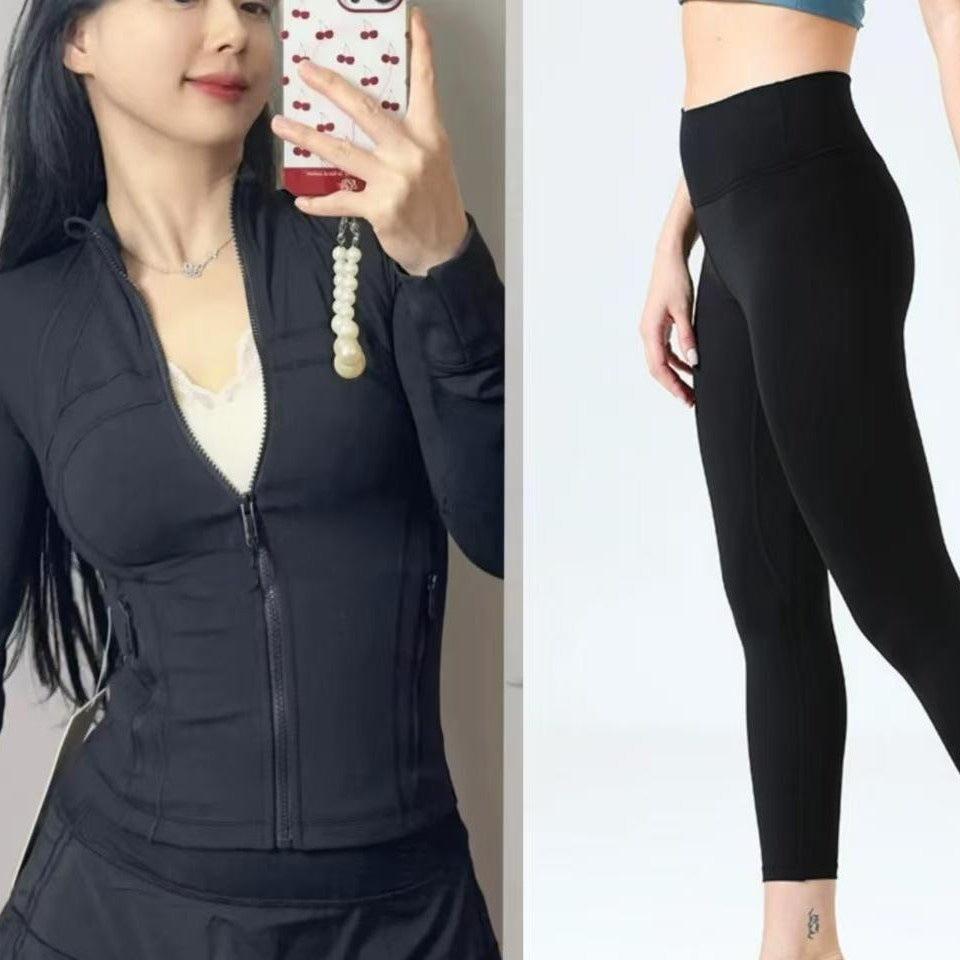 New Gold Label Stand-Up Collar Short Jacket Suit Sports Yoga Wear Slimming Sports Jacket Women's Lulu Swai
