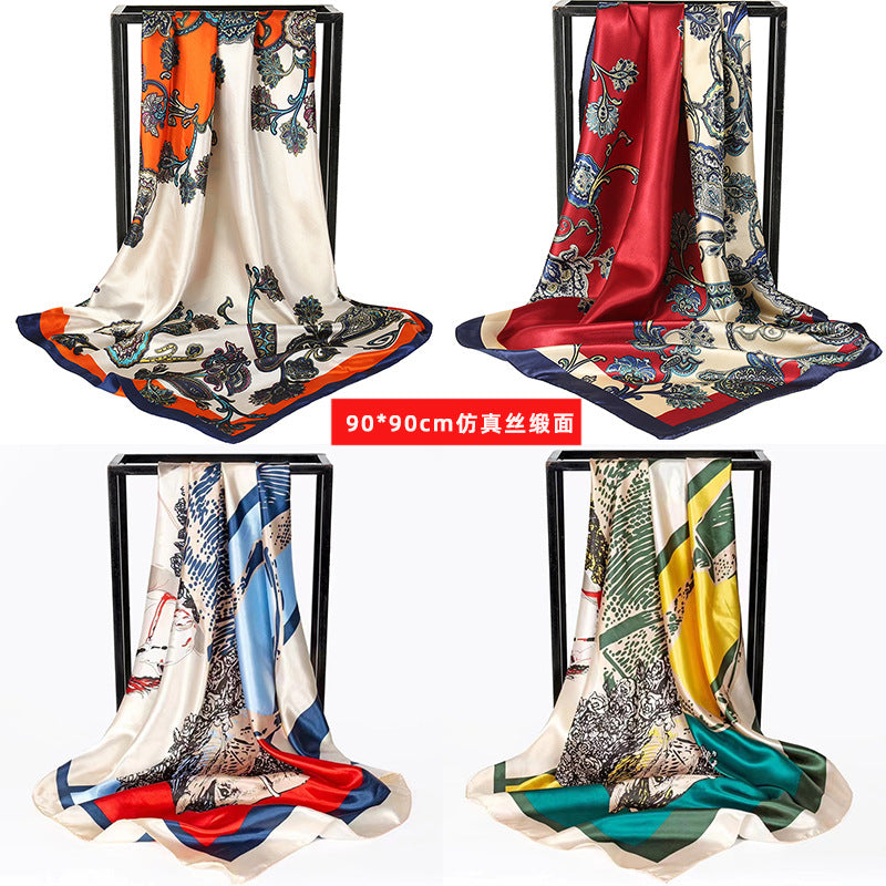 Mother's Day gift double-sided scarf 90 square scarf summer women's thin decorative versatile small scarf shawl scarf scarf