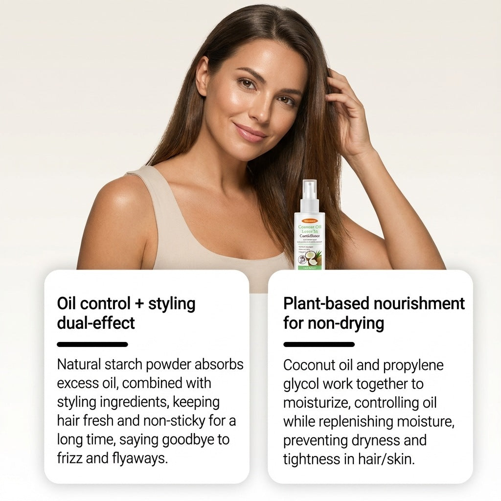 Gleamxi Coconut Oil Leave-In Conditioner Spray Softens Detangles Dry Tangled Minimizes Frizz Boosts Shine Hair Care Product