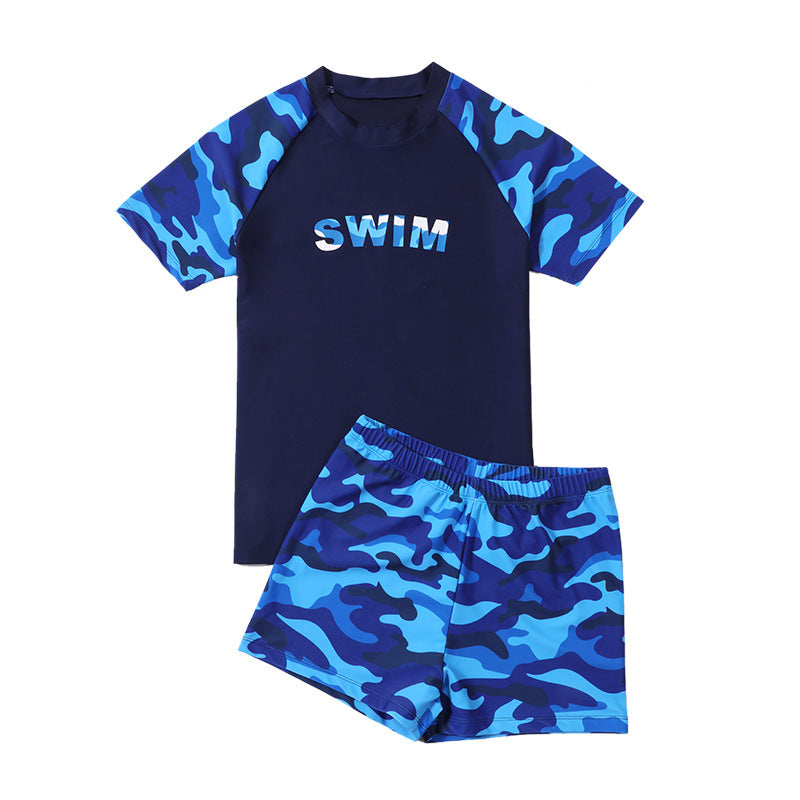 Cross-border Swimwear Children's Swimwear Foreign Trade Big Boys Split Swimwear Plus Fat Loose Quick-drying Fat Children