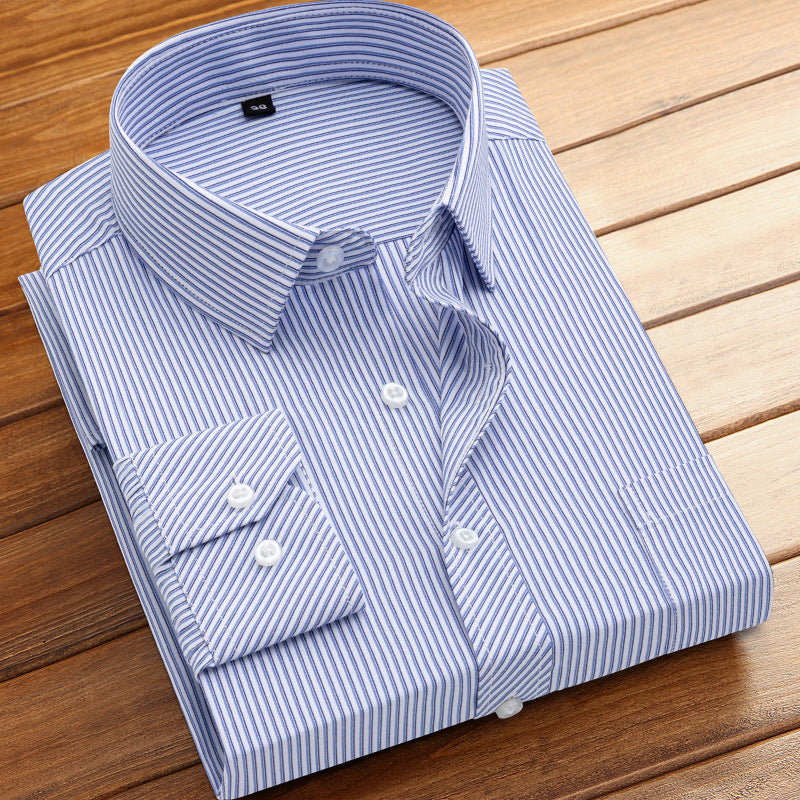Spring and Summer New Striped Long-Sleeved Shirts for Men, Business Casual Workwear, Breathable Shirts, Cross-Border European and American Bestsellers on Amazon