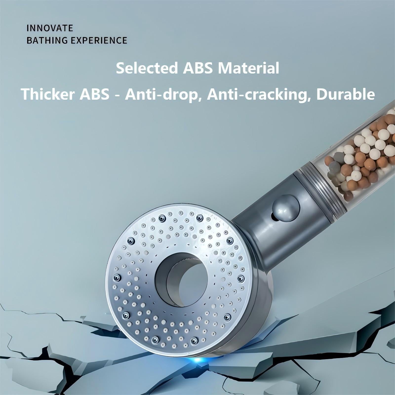 5 Modes Pressurized Shower Head with Mineral Ball Filter High Pressure Spray Nozzles Stop Button Showerhead Bathroom Accessories