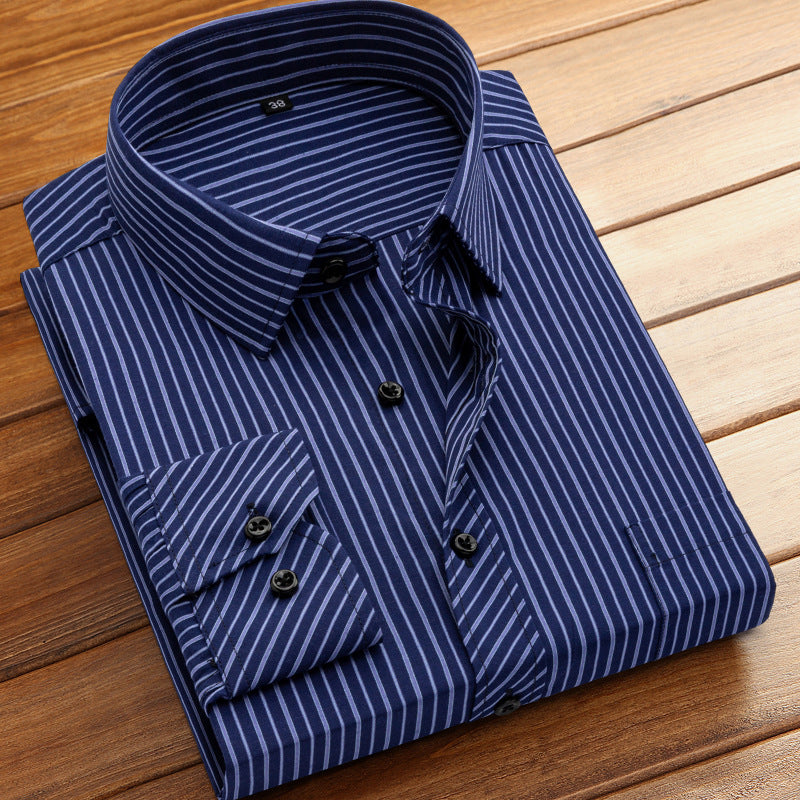 Spring and Summer New Striped Long-Sleeved Shirts for Men, Business Casual Workwear, Breathable Shirts, Cross-Border European and American Bestsellers on Amazon