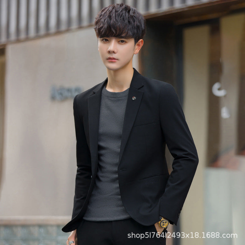 A 1.45kg Piece Set of Spring & Fall Casual Small Suit Jacket Men's Korean Style Slim Gray Formal Full Suit Suit