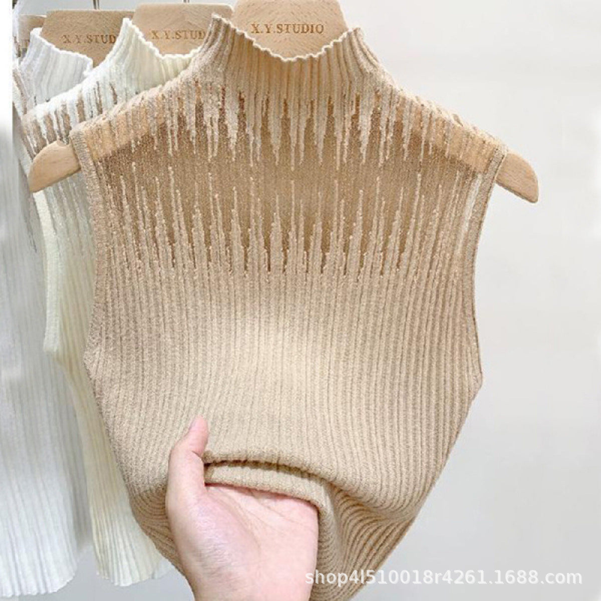 New Style Sleeveless Knit Top for Women, Summer Thin Style with a High-End Feel, Elegant Collar, Vacation Casual Top, Direct Cross-Border Supply