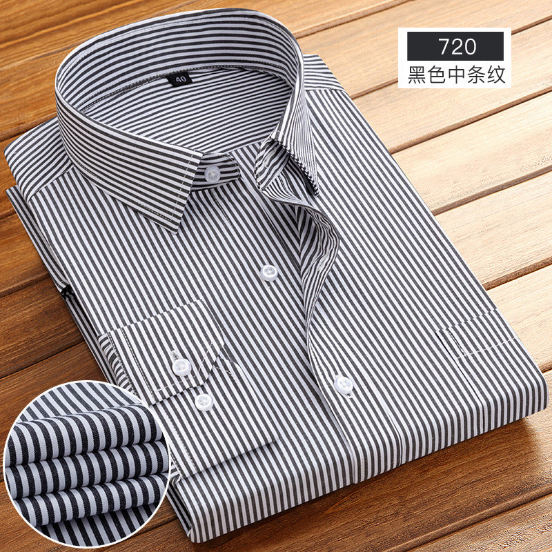 Spring and Summer New Striped Long-Sleeved Shirts for Men, Business Casual Workwear, Breathable Shirts, Cross-Border European and American Bestsellers on Amazon