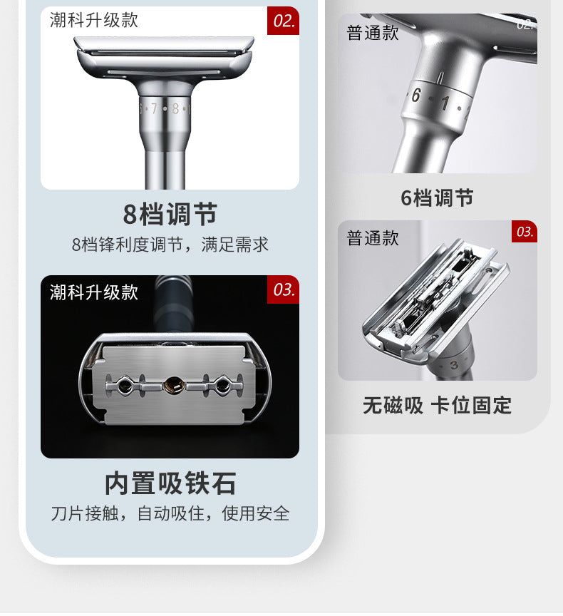 Chaoke 8-speed sharpness manual razor old-fashioned razor men's double-sided stainless steel blade beard knife