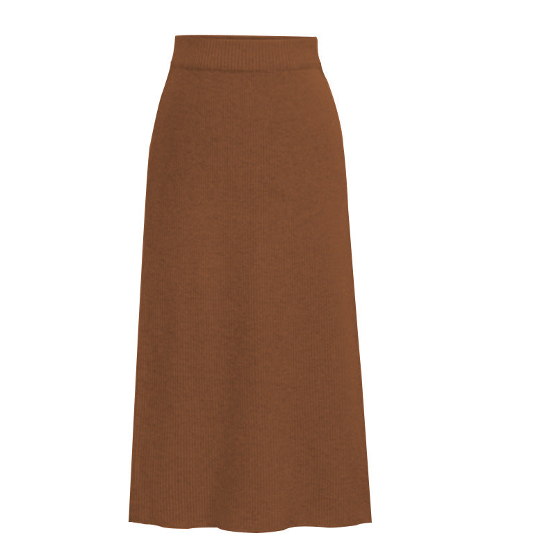 Skirt women's slimming mid-length plus size woolen skirt split hip skirt one-step skirt high waist long skirt 75cm