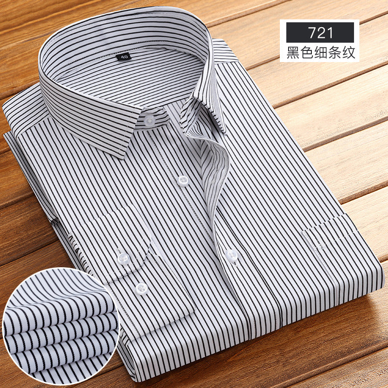 Spring and Summer New Striped Long-Sleeved Shirts for Men, Business Casual Workwear, Breathable Shirts, Cross-Border European and American Bestsellers on Amazon