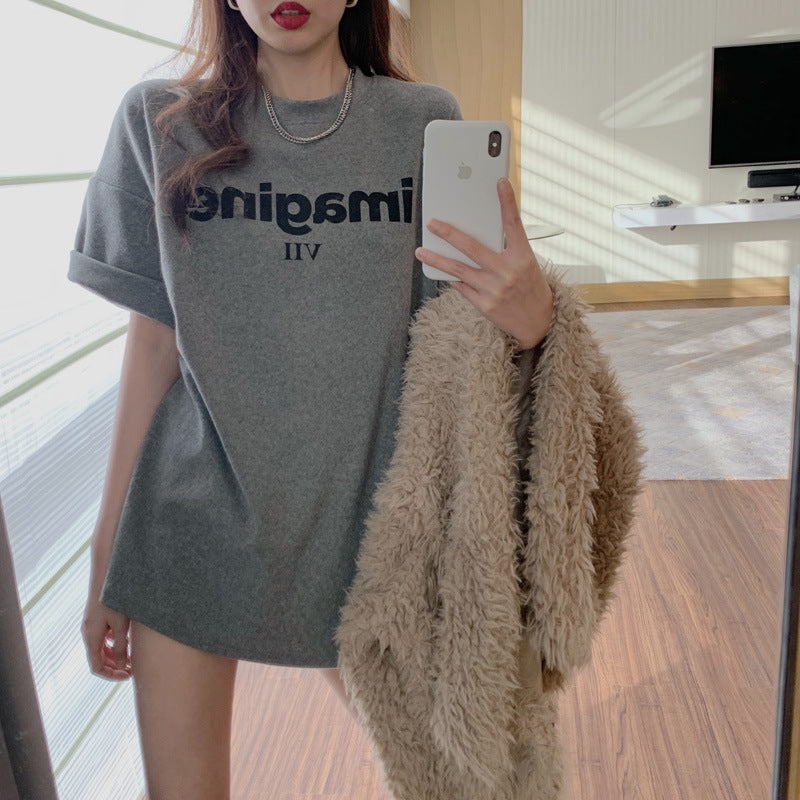 Smiley Face Print Loose Short-Sleeved T-Shirt for Women Spring and Summer New Casual Bottoming Shirt Women's Round Neck Top Dropshipping