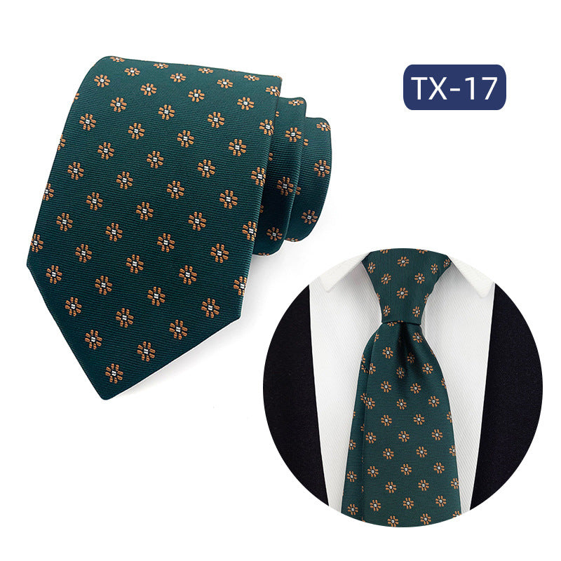 in stock wholesale men's tie jacquard yarn-dyed fabric small floral pattern business casual wedding groom tie