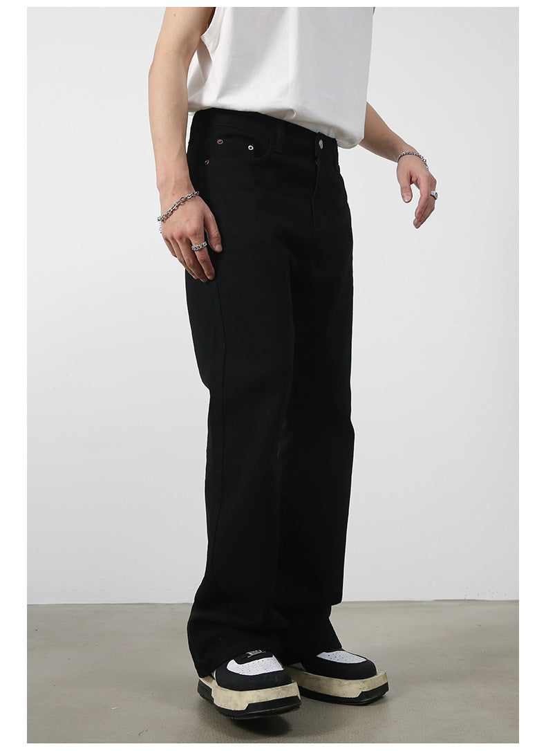 Men High Street Hip Hop Casual Small Flare Denim Jeans Pant Male Japan Korea Style Streetwear Vintage Denim Trousers Pant