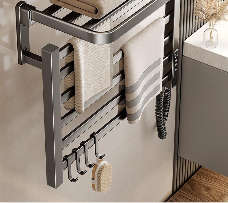 4-layer Intelligent Electric Heated Towel Rack Dryer With Fast Sterilization And Wall Mounted  No drilling required