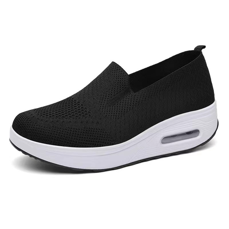 Women's Sports Shoes Cross-Border Foreign Trade 2026 New Model Thick-Soled Air-Cushioned Casual Shoes Mesh Slip-On Height-Increasing Walking Shoes for Women