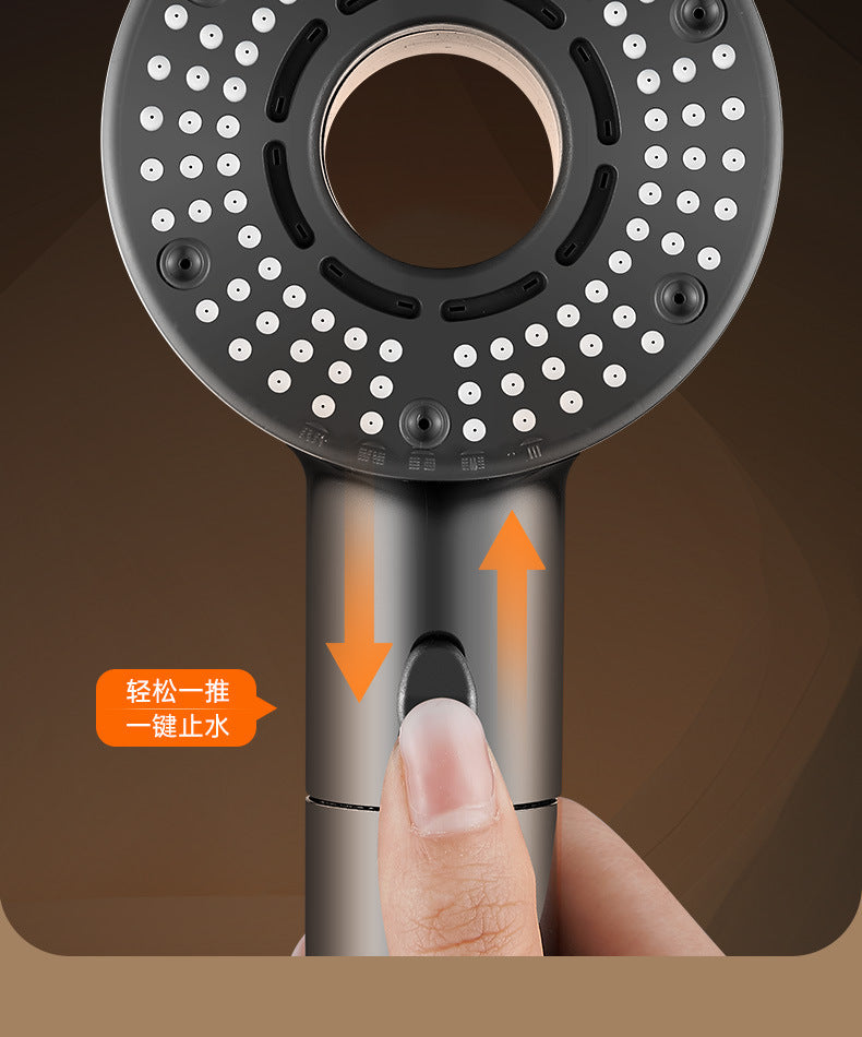High Pressurized Filter Shower Head 5-mode Adjustable Spa Showerhead One Button Stop Water Saving Shower Bathroom Accessories