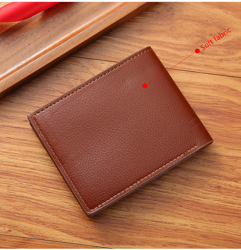 Personalized Custom Name Bifold Short Wallet Casual Lychee Patterned Soft Leather Man's Wallet Multi Card Slot PU Leather Purse