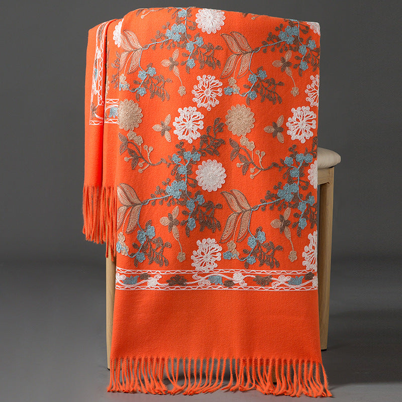 India Nepal ethnic style red women autumn and winter fashion mother long shawl embroidered warm shawl outside