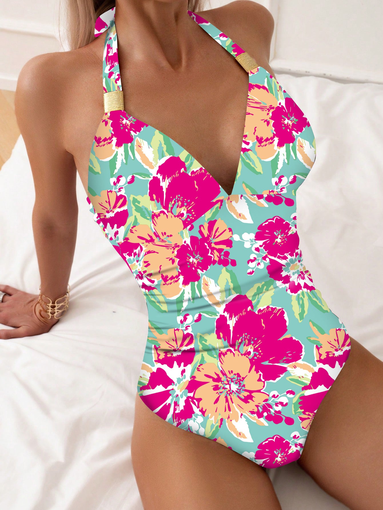 European and American Foreign trade one-piece swimsuit women's conservative slimming quick-drying Swimsuit Beach hot spring vacation lace strap swimsuit