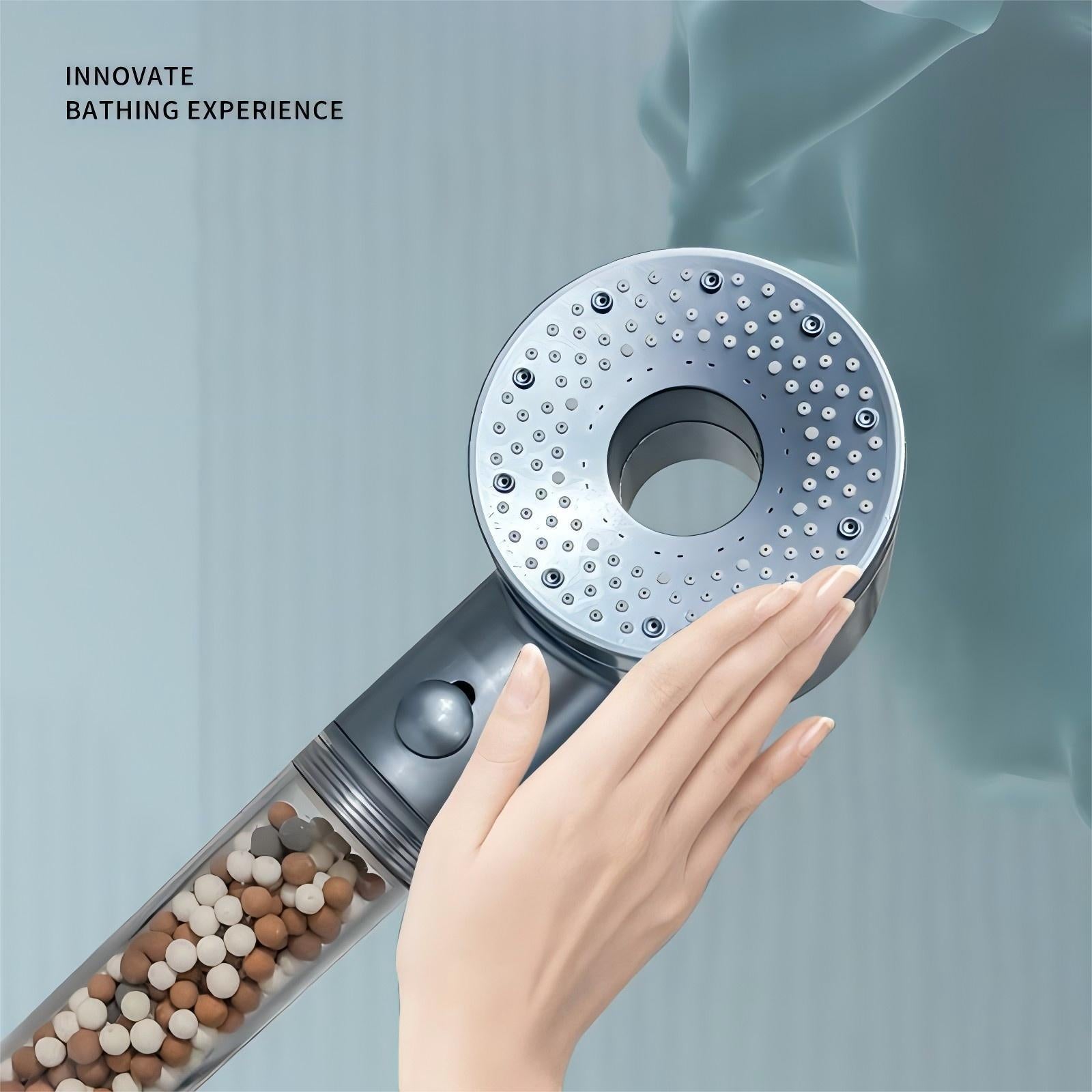 5 Modes Pressurized Shower Head with Mineral Ball Filter High Pressure Spray Nozzles Stop Button Showerhead Bathroom Accessories