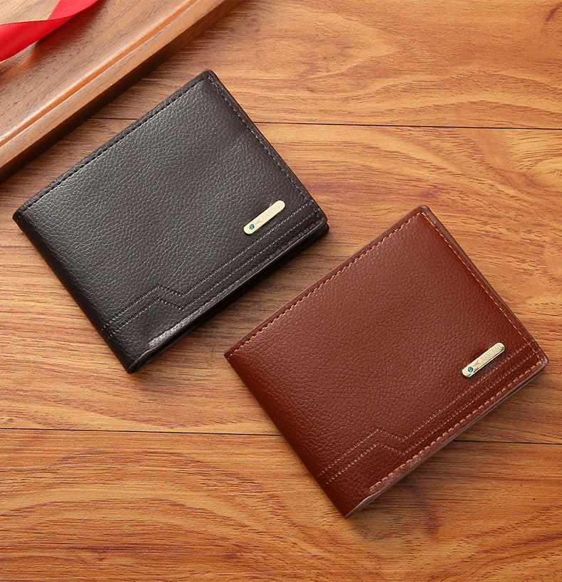 Personalized Custom Name Bifold Short Wallet Casual Lychee Patterned Soft Leather Man's Wallet Multi Card Slot PU Leather Purse