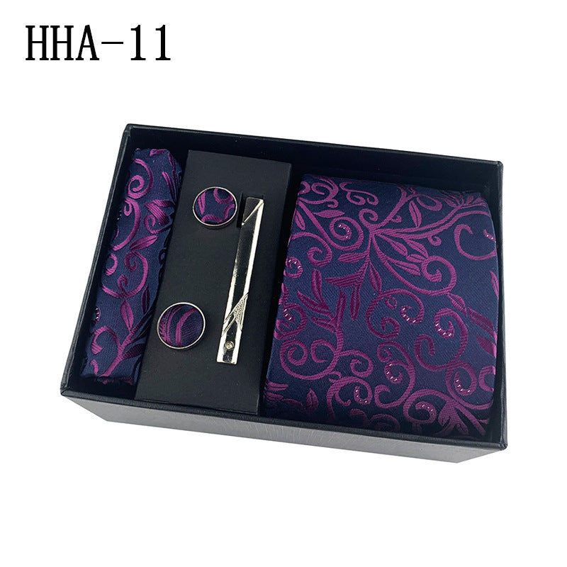 Factory Wholesale Men's Tie Business Dress Wedding Photo Suit Accessories Tie Cufflinks Square Tie Gift Box