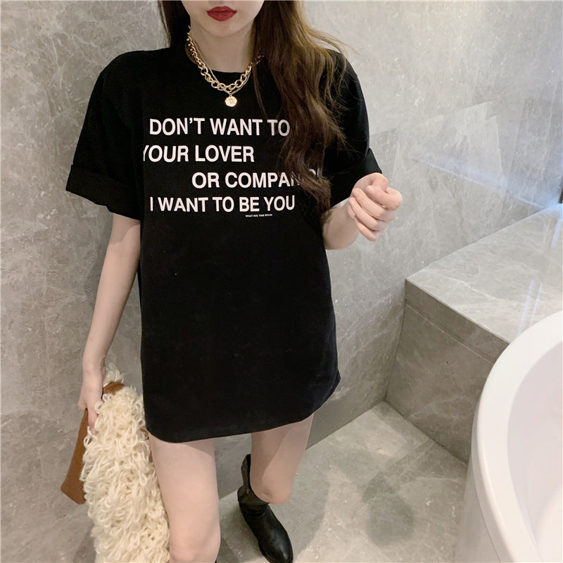 Smiley Face Print Loose Short-Sleeved T-Shirt for Women Spring and Summer New Casual Bottoming Shirt Women's Round Neck Top Dropshipping
