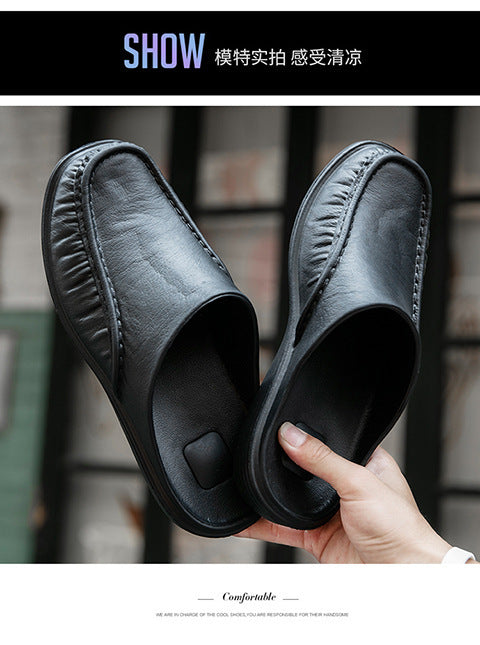 Cross-Border New Large Size Sandals for Summer Indoor and Outdoor Wear Home Men's Fashion Soft-Soled Half-Slippers Factory Direct Sales