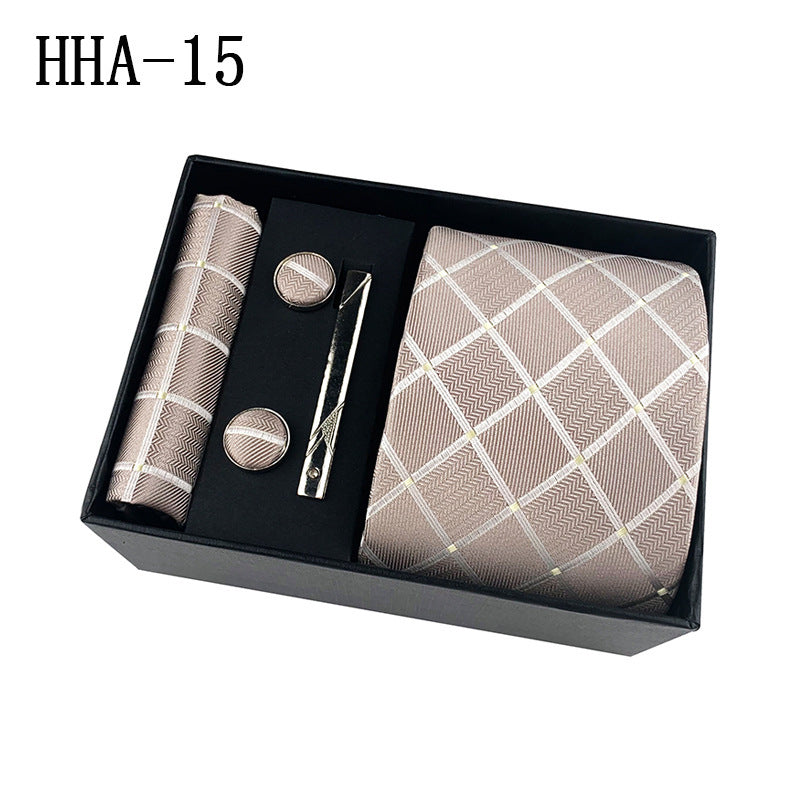 Factory Wholesale Men's Tie Business Dress Wedding Photo Suit Accessories Tie Cufflinks Square Tie Gift Box