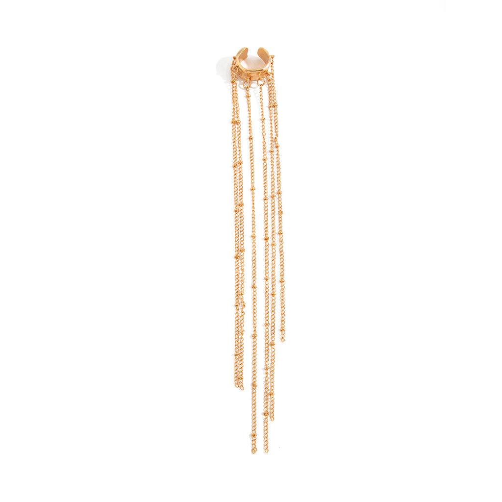 Unique Long Tassel No Piercing Ear Clip Earrings for Women New Gothic Silver Color C-shaped Ear Cuff Fashion Jewelry Gift