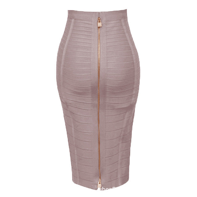 Amazon Aliexpress Best-Selling 16-Color Bandage Skirt Stripesd Zipper Double-Open Sexy High-Waist Hip Skirt Skirt