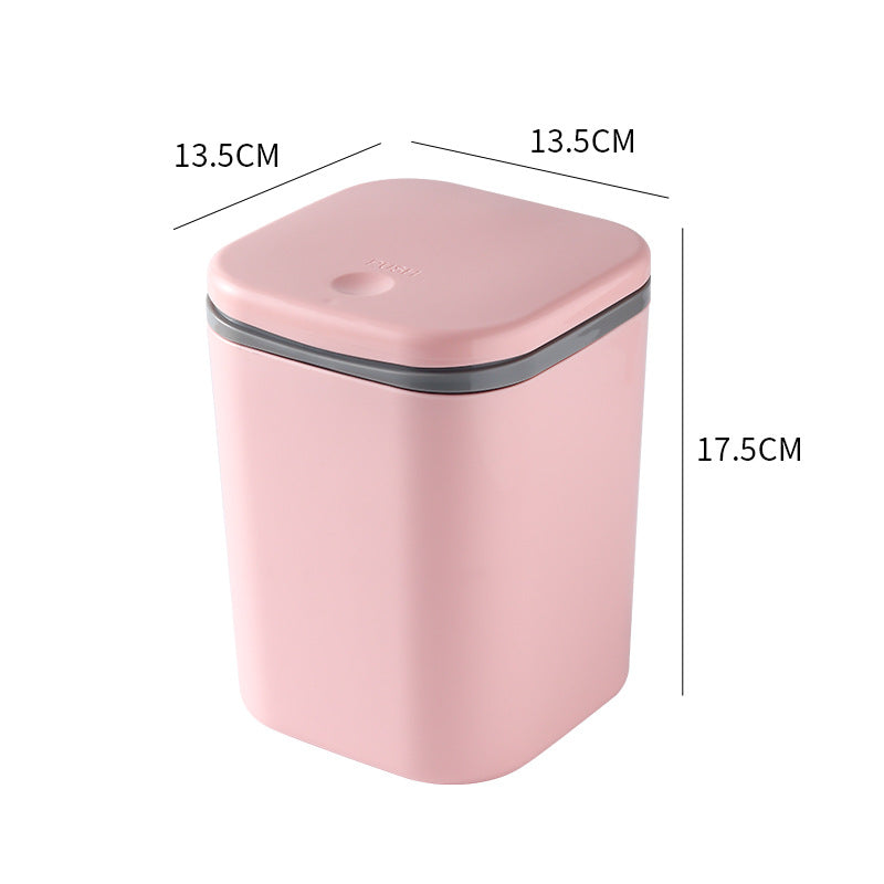 Small Desktop Trash Can for Home Office High-End Dormitory Press with Lid Mini Plastic Storage Trash Can