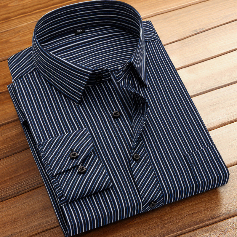 Spring and Summer New Striped Long-Sleeved Shirts for Men, Business Casual Workwear, Breathable Shirts, Cross-Border European and American Bestsellers on Amazon
