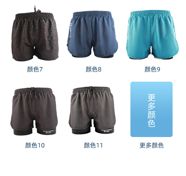Men's Sports Shorts Summer Explosions Double-layer Quick-drying Swimming Trunks Anti-embarrassment Swimming Trunks Running Fitness Training Shorts