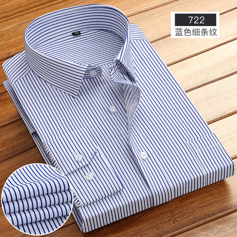 Spring and Summer New Striped Long-Sleeved Shirts for Men, Business Casual Workwear, Breathable Shirts, Cross-Border European and American Bestsellers on Amazon