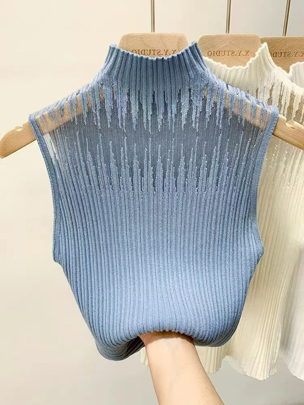 New Style Sleeveless Knit Top for Women, Summer Thin Style with a High-End Feel, Elegant Collar, Vacation Casual Top, Direct Cross-Border Supply