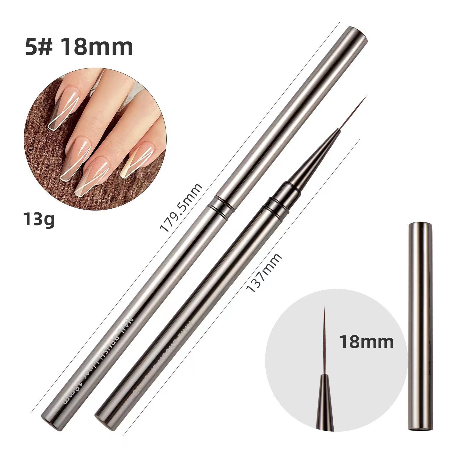 Nails Art Liner Brushes UV Gel Brush 6/9/12/15/18mm Nail Design Pen Elongated Lines Striping Painting Professional Manicure Tool