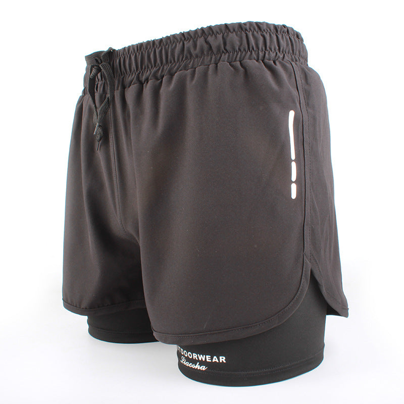 Men's Sports Shorts Summer Explosions Double-layer Quick-drying Swimming Trunks Anti-embarrassment Swimming Trunks Running Fitness Training Shorts