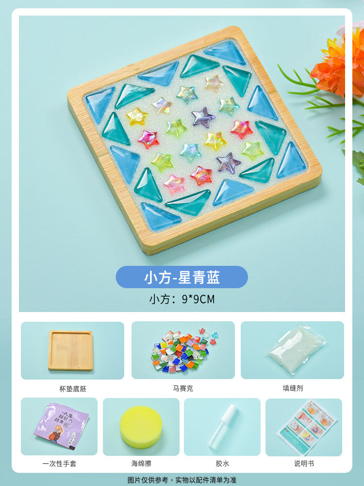 net red diy mosaic coaster warm field bamboo creative manual research independent material package warm field group building parent-child