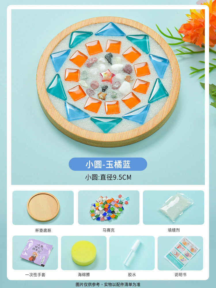 net red diy mosaic coaster warm field bamboo creative manual research independent material package warm field group building parent-child
