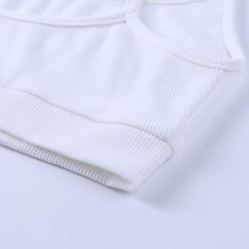2024 spring and summer new English label rib European and American fashion small suspender shorts suit women's cross-border foreign trade Wholesale