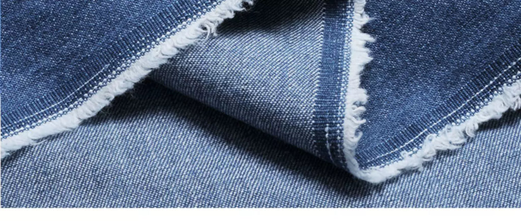 Washed Denim Jeans Fabric Cotton By The Meter for Needlework Dress Skirt Shirt Jacket Pants Diy Sewing Wearable Soft Cloth Blue