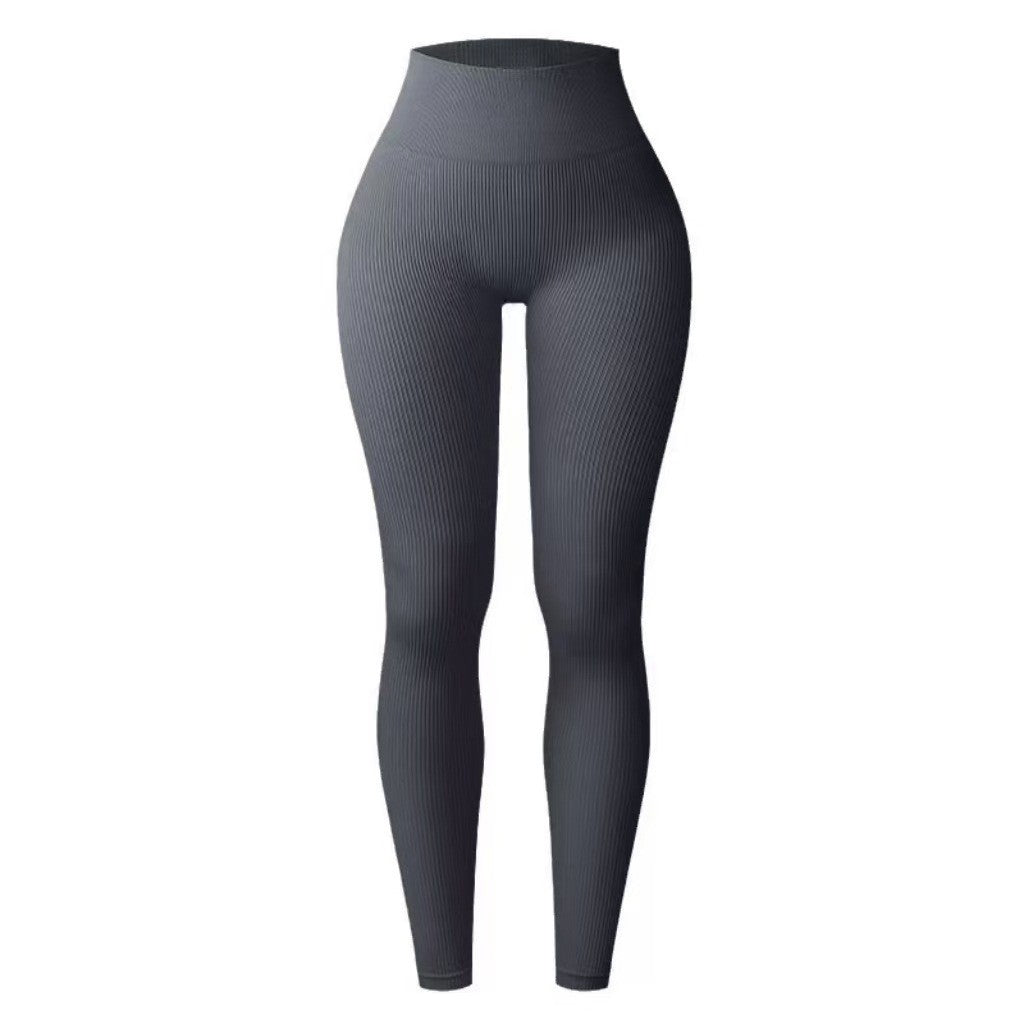 Foreign Trade New Leggings Outer Wear Spring and Summer Women's Solid Color Elastic Tight Sports Pants Yoga Fitness Threaded Pants
