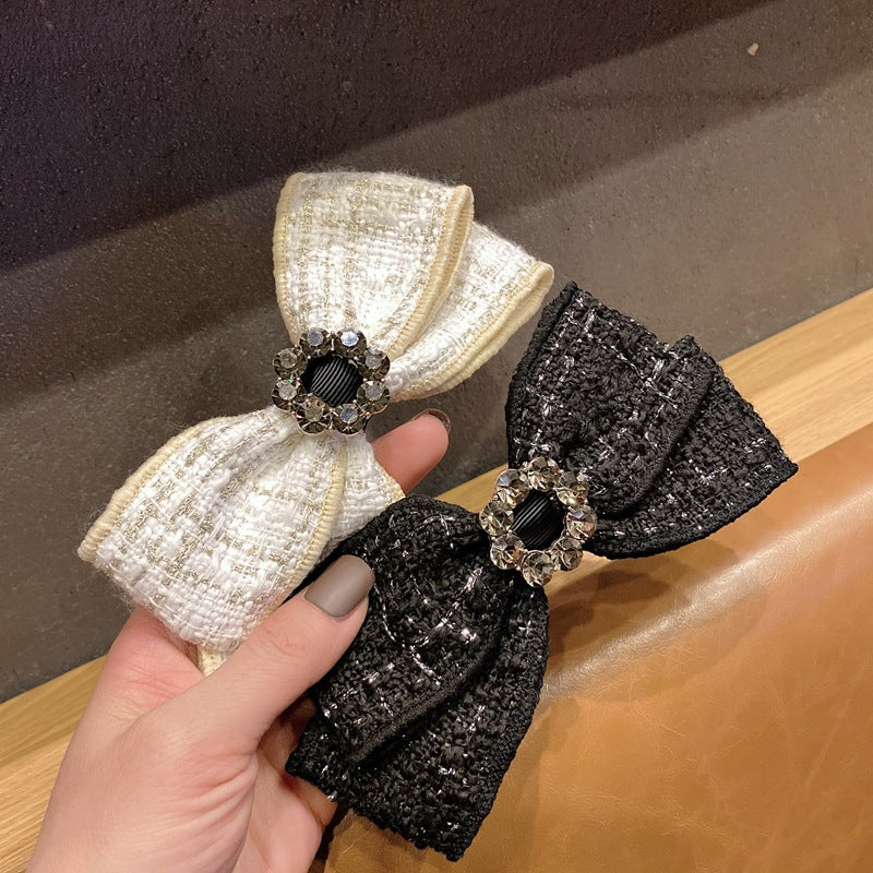 Elegant Plaid Cloth Hairpins Adult Crystal Heart Pearl Luxury Fabric Bow Hair Clip Pin for Girls Women Hair Jewelry Headpiece