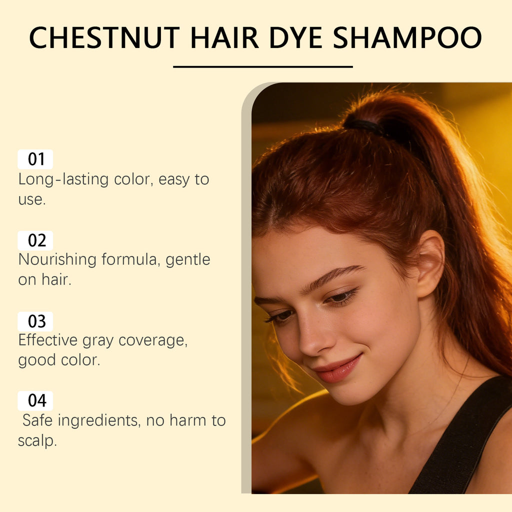 Hair Dye Shampoo Natural Black Chestnut Color Even Coloring Repair Gray White Hair Smoothing Nourishing Instant Coloring Shampoo