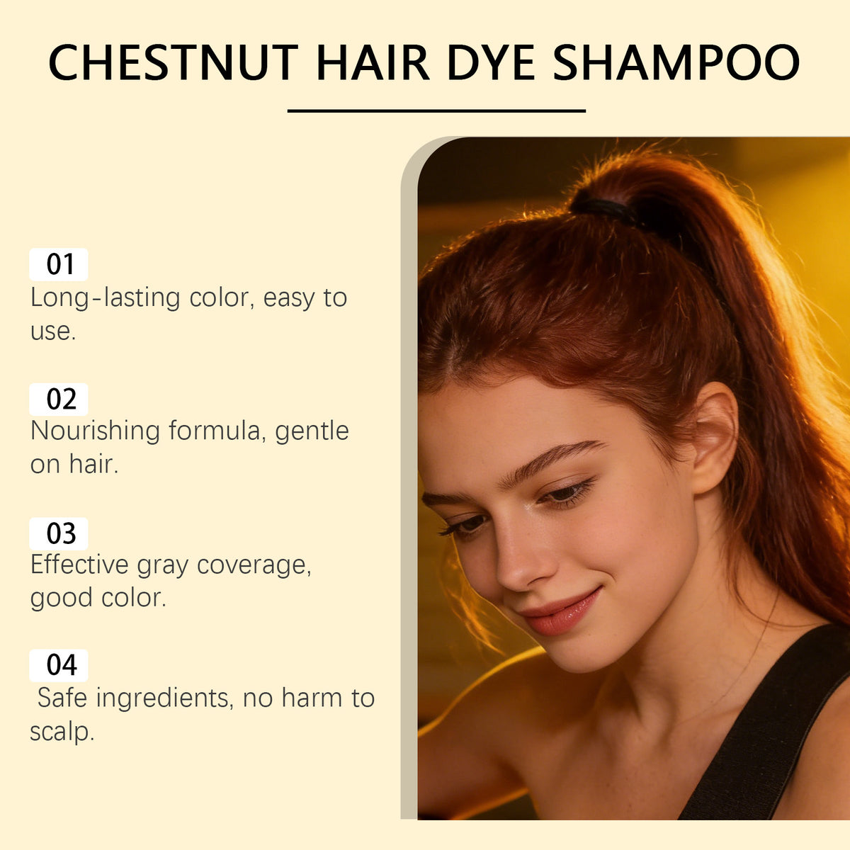 Hair Dye Shampoo Natural Black Chestnut Color Even Coloring Repair Gray White Hair Smoothing Nourishing Instant Coloring Shampoo